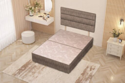 Somnior Beds Somnior Chambery Tweed Fabric 4Ft Small Double Divan Bed Base With Upholstered Headboard Coffee - thumbnail 3