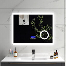 Sline 1000X600mm Bluetooth Led Bathroom Mirror With 3-Colour Modes Demister Pad Magnifying Glass Digital Display Panel - thumbnail 1