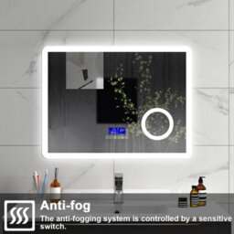 Sline 1000X600mm Bluetooth Led Bathroom Mirror With 3-Colour Modes Demister Pad Magnifying Glass Digital Display Panel - thumbnail 7