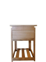 Nightstand Tables, Oak Compact Side Table With Drawer And Shelf, Bedside Cabinet - Fully Assembled - 40W X 35D X 55H - thumbnail 4