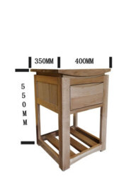 Nightstand Tables, Oak Compact Side Table With Drawer And Shelf, Bedside Cabinet - Fully Assembled - 40W X 35D X 55H - thumbnail 5