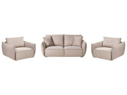 Wyld And Coco Novaliving Taupe Fabric Living Room Set - Low Profile Sofa And Armchairs. - thumbnail 3