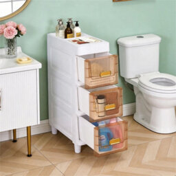3 Tier Tea Slim Storage Cabinet Narrow Slide Out Drawers Bathroom Kitchen Gap Storage Unit - thumbnail 4