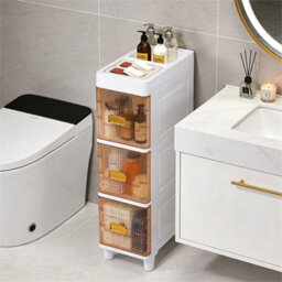 3 Tier Tea Slim Storage Cabinet Narrow Slide Out Drawers Bathroom Kitchen Gap Storage Unit - thumbnail 3