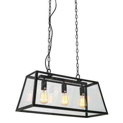 Luminosa Lighting Luminosa Industrial And Retro Hanging Pendant Black Matt 3 Light , E27 - image 1