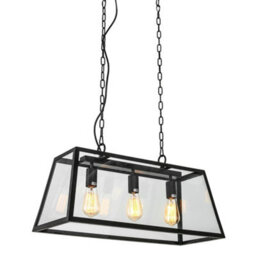 Luminosa Lighting Luminosa Industrial And Retro Hanging Pendant Black Matt 3 Light , E27 - thumbnail 1