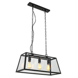 Luminosa Lighting Luminosa Industrial And Retro Hanging Pendant Black Matt 3 Light , E27 - thumbnail 2