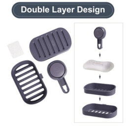 Brown 3X Sets Vacuum Shower Caddy Suction Cup No-Drilling Removable Bathroom Wall Shelf Basket - thumbnail 3