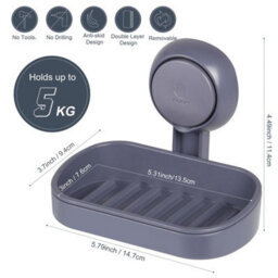 Brown 3X Sets Vacuum Shower Caddy Suction Cup No-Drilling Removable Bathroom Wall Shelf Basket - thumbnail 2
