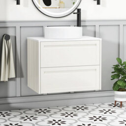 Royal Bathrooms Royal Bathroom Elmore 700mm Classic White Wall Mounted Vanity Unit 2 Drawer With Plain White Worktop & No Basin - thumbnail 1