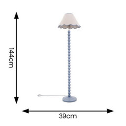Valuelights Bobbles Powder Blue Bobbin Floor Lamp With Blue Trim Scallop Shade - thumbnail 9