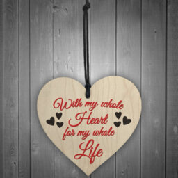 Red Ocean Whole Heart Whole Life Wooden Hanging Heart Plaque - thumbnail 2