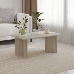 Decortie Sam 100Cm Rectangular Coffee Table With Radius Edges, Travertine 2-Panel Base - thumbnail 1