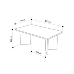 Decortie Sam 100Cm Rectangular Coffee Table With Radius Edges, Travertine 2-Panel Base - thumbnail 3