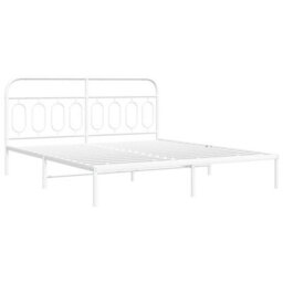 Berkfield Metal Bed Frame Without Mattress With Headboard White 183X213Cm - thumbnail 3