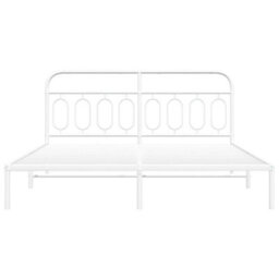 Berkfield Metal Bed Frame Without Mattress With Headboard White 183X213Cm - thumbnail 4