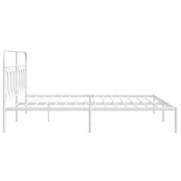 Berkfield Metal Bed Frame Without Mattress With Headboard White 183X213Cm - thumbnail 5