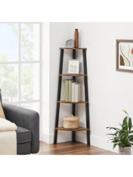 Vasagle Corner Shelf Bookcase - 4 Tier Ladder Shelf - Storage Unit,plant Holder,industrial Style With Steel Frame