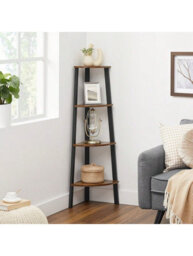 LEDREM Corner Shelf Bookcase - 4 Tier Ladder Shelf - Storage Unit,plant Holder,industrial Style With Steel Frame - thumbnail 2
