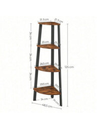 LEDREM Corner Shelf Bookcase - 4 Tier Ladder Shelf - Storage Unit,plant Holder,industrial Style With Steel Frame - thumbnail 6