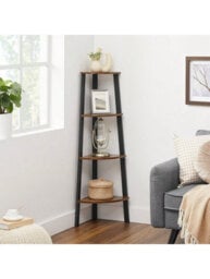 LEDREM Corner Shelf Bookcase - 4 Tier Ladder Shelf - Storage Unit,plant Holder,industrial Style With Steel Frame - thumbnail 4