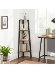 LEDREM Corner Shelf Bookcase - 4 Tier Ladder Shelf - Storage Unit,plant Holder,industrial Style With Steel Frame - thumbnail 7