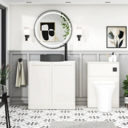 Royal Bathrooms Royal Bathroom Elmore 800mm Classic White Freestanding Countertop Bathroom Vanity Unit 2 Door With Art Round Basin - thumbnail 5