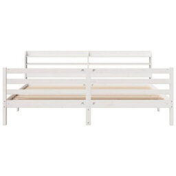 Berkfield Bed Frame With Headboard Without Mattress White 180X200 Cm Super King - thumbnail 4