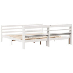 Berkfield Bed Frame With Headboard Without Mattress White 180X200 Cm Super King - thumbnail 6
