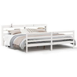 Berkfield Bed Frame With Headboard Without Mattress White 180X200 Cm Super King - thumbnail 2