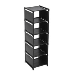 Thehotsale 6-Tier Plastic Shoe Rack Freestanding Adjustable Shoe Storage Rack Black - thumbnail 3