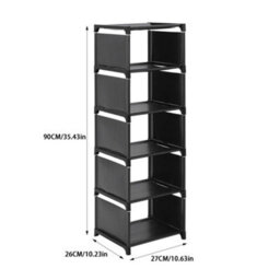 Thehotsale 6-Tier Plastic Shoe Rack Freestanding Adjustable Shoe Storage Rack Black - thumbnail 7