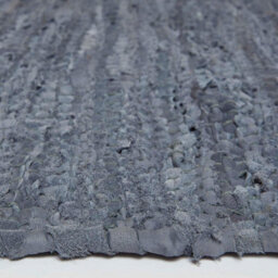 Homescapes Grey Recycled Leather Handwoven Stripe Rug, 66 X 200 Cm - thumbnail 4