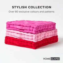 Homescapes Cotton Hot Pink Floor Cushion, 40 X 40 Cm - thumbnail 6