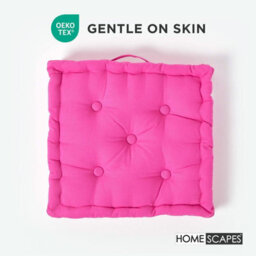 Homescapes Cotton Hot Pink Floor Cushion, 40 X 40 Cm - thumbnail 3