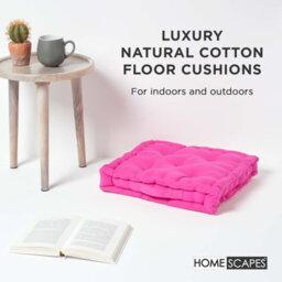Homescapes Cotton Hot Pink Floor Cushion, 40 X 40 Cm - thumbnail 2