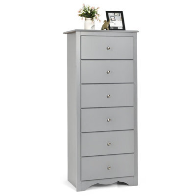Costway Chest Of Drawers Free Standing 6 Drawers Wooden Storage Cabinet W/ Metal Handles - image 1