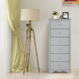 Costway Chest Of Drawers Free Standing 6 Drawers Wooden Storage Cabinet W/ Metal Handles - thumbnail 3