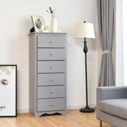 Costway Chest Of Drawers Free Standing 6 Drawers Wooden Storage Cabinet W/ Metal Handles - thumbnail 4