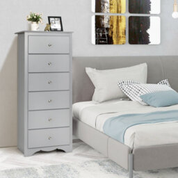 Costway Chest Of Drawers Free Standing 6 Drawers Wooden Storage Cabinet W/ Metal Handles - thumbnail 6