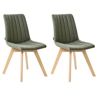Beliani Set Of 2 Dining Chairs Calgary Fabric Dark Green - image 1