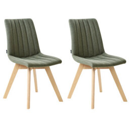 Beliani Set Of 2 Dining Chairs Calgary Fabric Dark Green