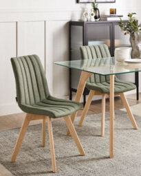Beliani Set Of 2 Dining Chairs Calgary Fabric Dark Green - thumbnail 2