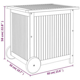 Berkfield Garden Storage Box With Wheels 60X50X58 Cm Solid Wood Acacia - thumbnail 8
