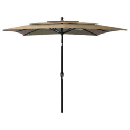 Berkfield Harmful 3-Tier Parasol With Aluminium Pole Taupe 2.5X2.5 M - thumbnail 2