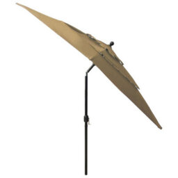 Berkfield Harmful 3-Tier Parasol With Aluminium Pole Taupe 2.5X2.5 M - thumbnail 4