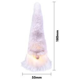 Set Of 2 White Light Up Christmas Gonks - Festive Xmas Faceless Fluffy Bearded Gonk Gnome Decoration With Led Face - H22 & 18Cm - thumbnail 5