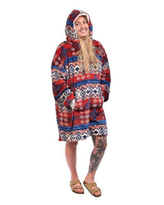 Country Club Eskimo Sherpa Lined Blanket Fleece Hoodie Multi - image 1