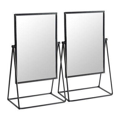 Harbour Housewares 2X Metallic Vanity Mirrors - 39 X 22Cm Black Adjustable Tilt Dressing Table Mirror Sleek Modern Makeup Mirror - image 1