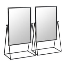 Harbour Housewares 2X Metallic Vanity Mirrors - 39 X 22Cm Black Adjustable Tilt Dressing Table Mirror Sleek Modern Makeup Mirror - thumbnail 1